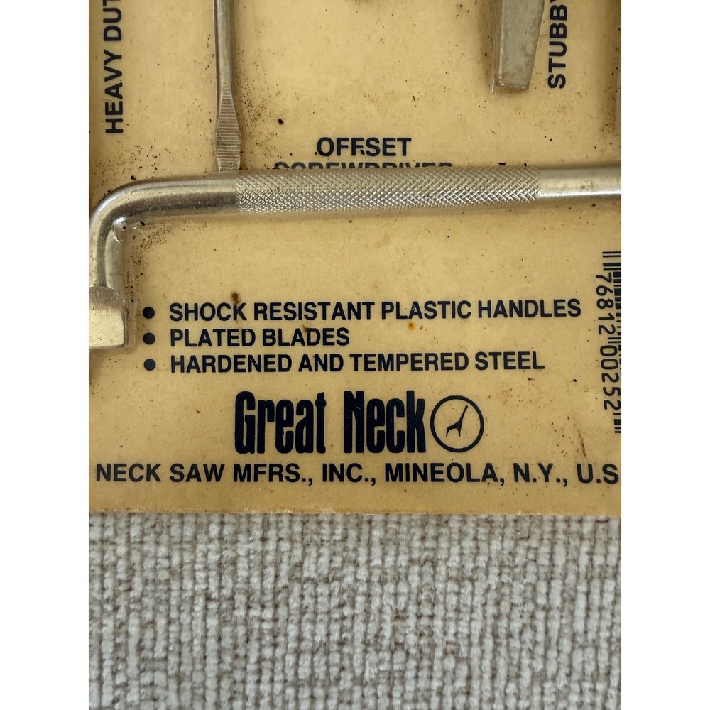 Vintage‎ New Great Neck 6 Piece Screwdriver Set Made in the USA Deadstock - Picture 3 of 5
